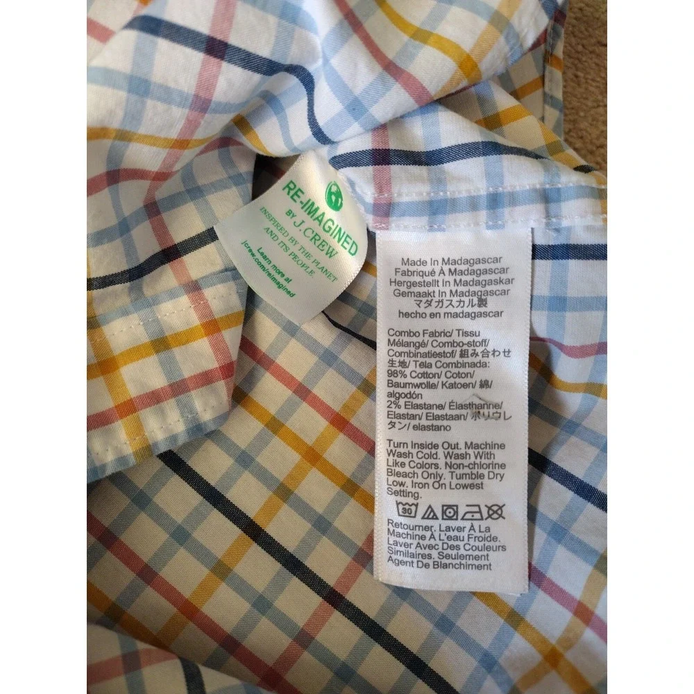 J.Crew Button Down Shirt Men's XL‎ Multicolor Slim Untucked Flex Washed Casual